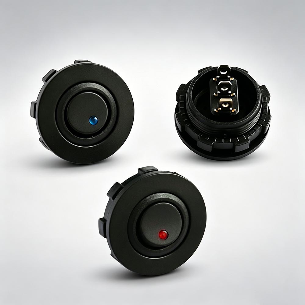 12V-24V Round Rocker Switch with Shell LED Toggle swtich SPST 3Pin 2 Position ON Off for RV Car Truck Vehicle Boat Marine