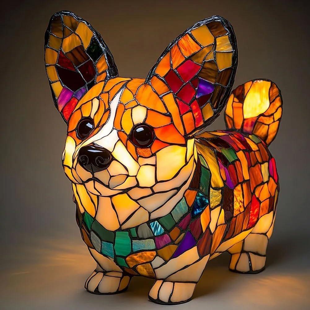 

For Cat Dog Night Stands Table Lamps Stained Resin Tabletop Light Decoration Style A