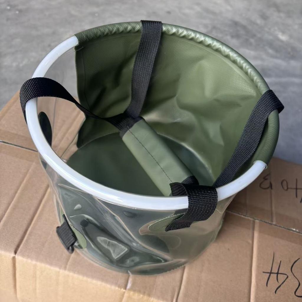 Collapsible PVC 10L Bucket Outdoor Camping Picnic Fishing Portable Car Trash Can Travel Vegetable Washing Basin Accessories