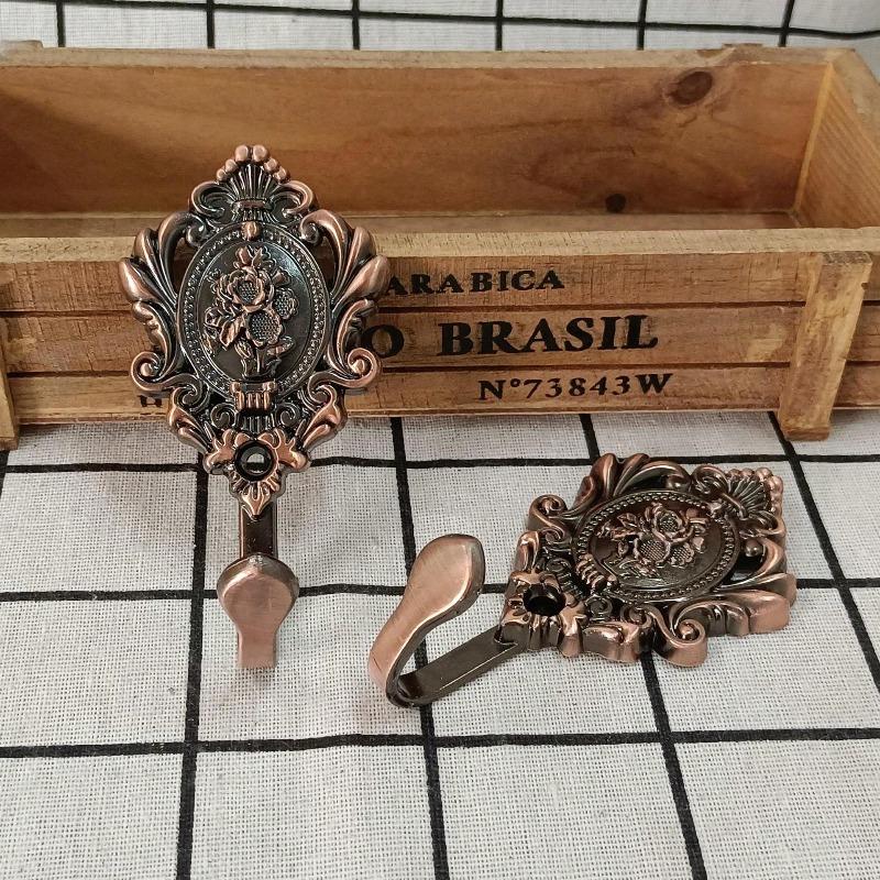 Bathroom Wall Hooks, Vintage European-Style Bronze Rose Pattern Zinc Hooks Suitable