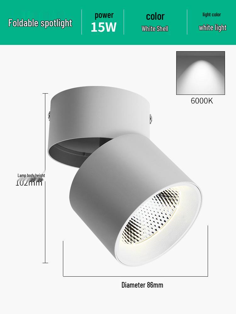 Adjustable LED Downlight Spotlight: Foldable No-Cutout Ceiling Light for Living Rooms, Walls, and Entrances