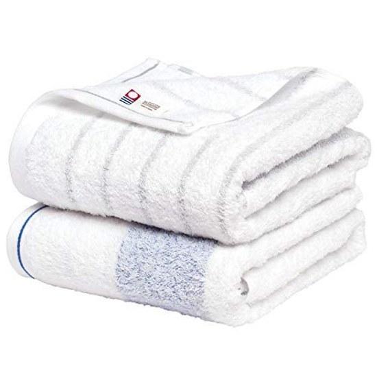 Bloom Imabari Towel Certified Natural Border Bath 2-Piece Set Made Japan (BlueGray)