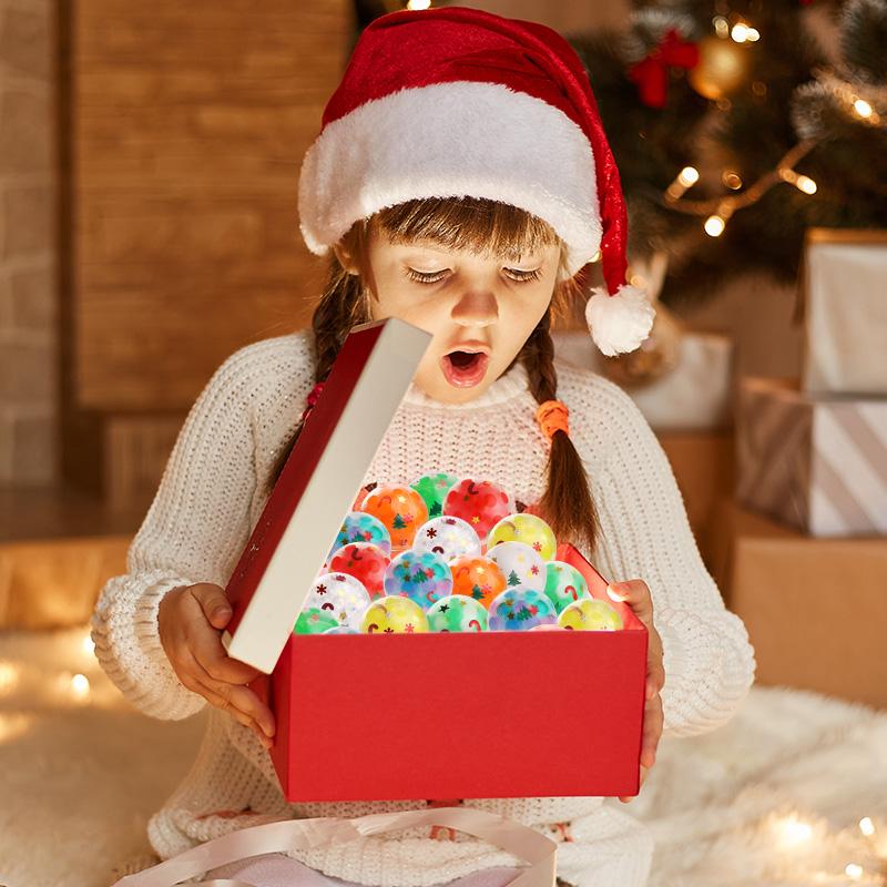 24Pcs 3.5cm Christmas Soft Squishy Ball Stocking Stuffers Kids Gift Adult Sensory Toy Birthday Party Goodie Bag Pinata Filler