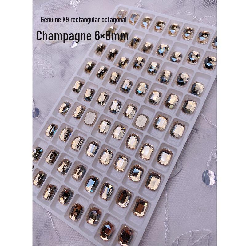 Champagne Colored K9 Octagonal Nail Diamonds for Salons