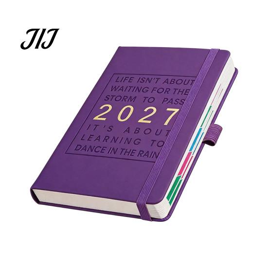 Ink Proof Paper Notebook for Office 2027 English Weekly Planner A5, 320 Page Schedule with Elastic Academic Calendar School Band & Pen Holder, Yearly