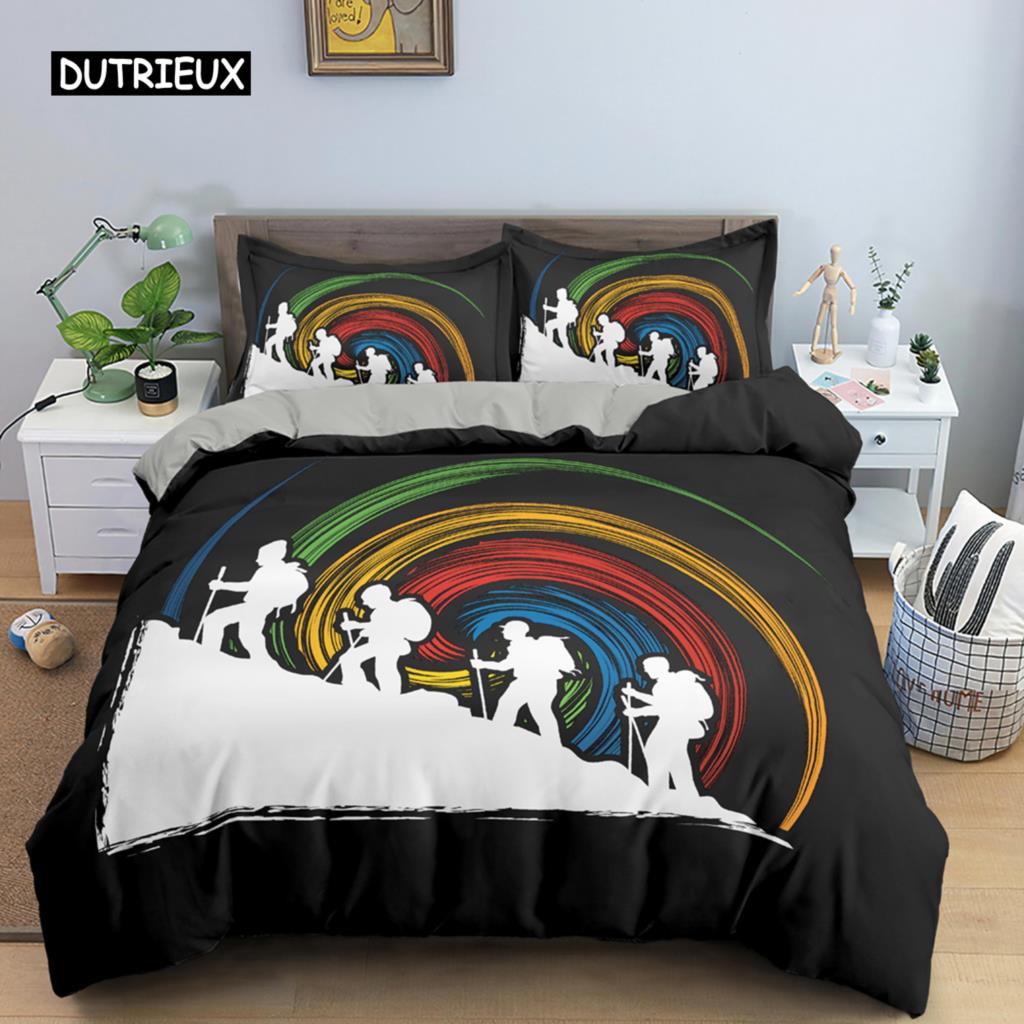 Sport Player King Queen Duvet Cover Skiing Action Bedding Set Teens Adults Extreme Sport Soft Black 2/3pcs Polyester Quilt Cover