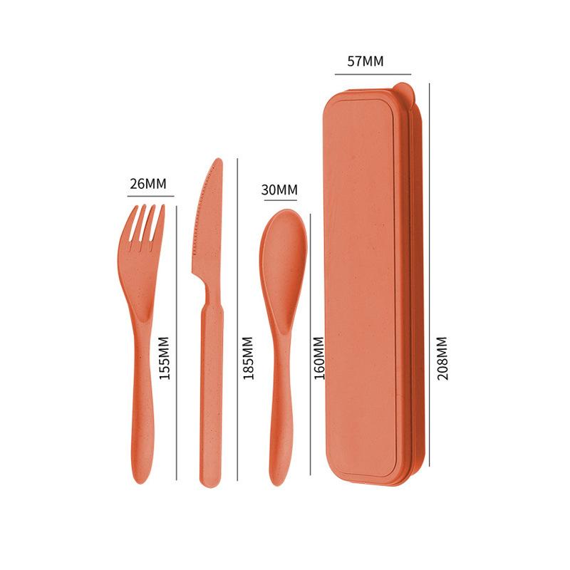 Eco Friendly Wheat Straw Portable Cutlery Set Fork Spoon Knife Reusable Lightweight Travel Utensils with Carrying Case