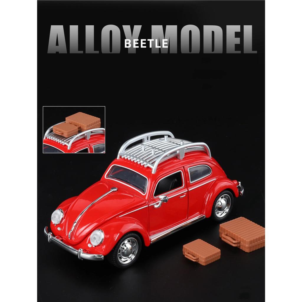 1/32 Beetle 1995 Classic Car Alloy Car Model Sound and Light Pull Back Children's Toy Collectibles Birthday Gift