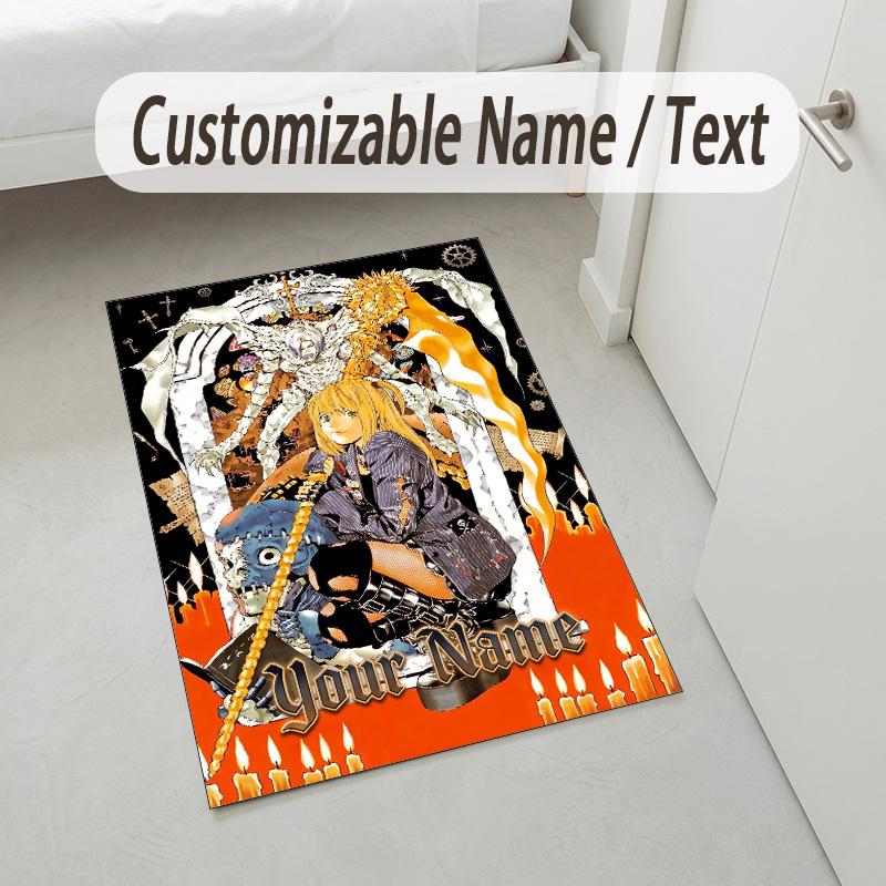 Personalized Crystal Velvet Carpet,Death Note Custom Printed Name, Plush Area Rug For Home Indoor Decor