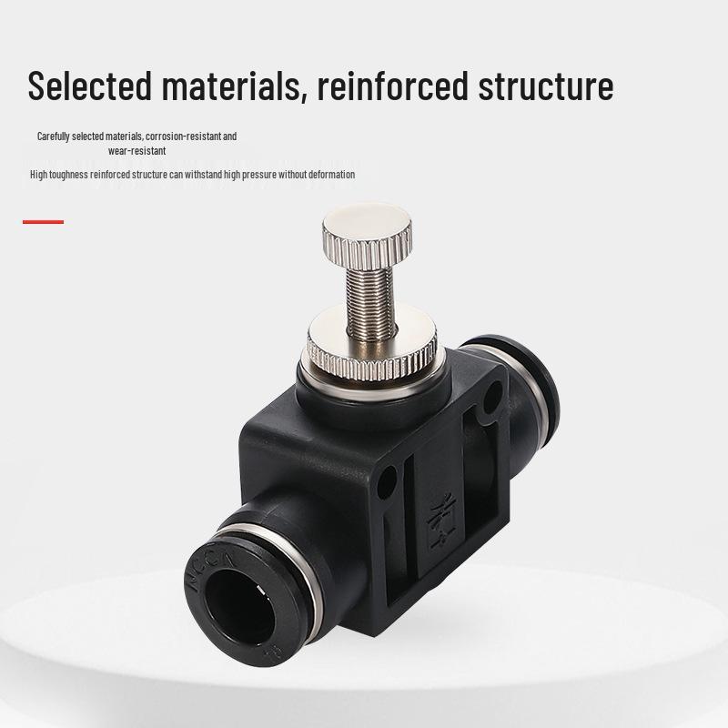 Pneumatic Air Hose Connector: Quick Push-In Throttle Valve (4-12mm) Flow Regulator