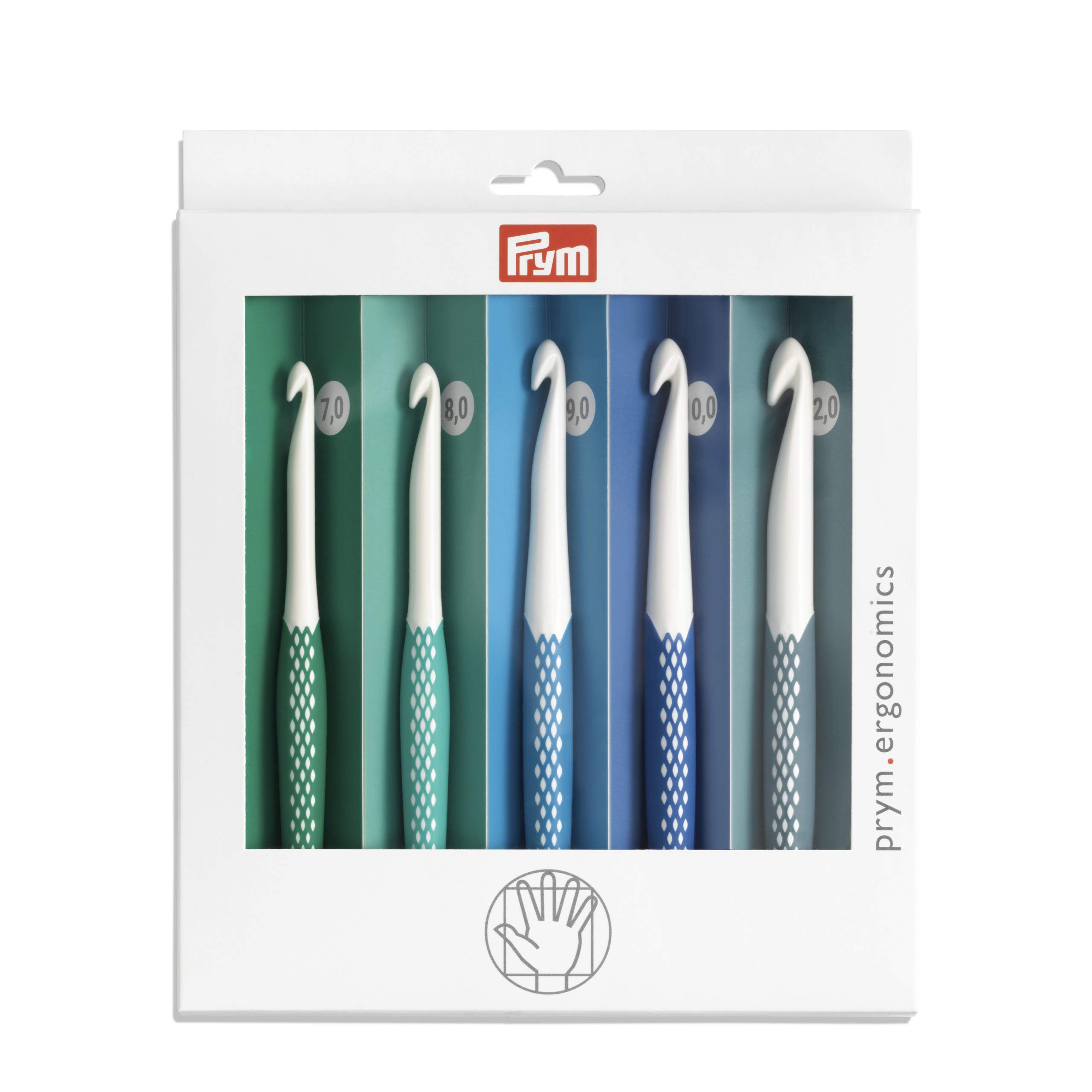 

Prym Ergonomic Crochet Hook Set Set of PRM218441 Colorful (7.0/8.0/9.0/10.0/12.0mm) 5-Piece (1 Each)