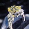 Neues Design Gelber Kristall Zirkonia Quadratischer Stein Damenring Hochzeitszeremonie Party Fingerzubehör Persönlicher Schmuck