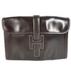 Hermes H Logo Vintage Jige PM Bag Document Bag Flap Clutch Bag Dark Brown