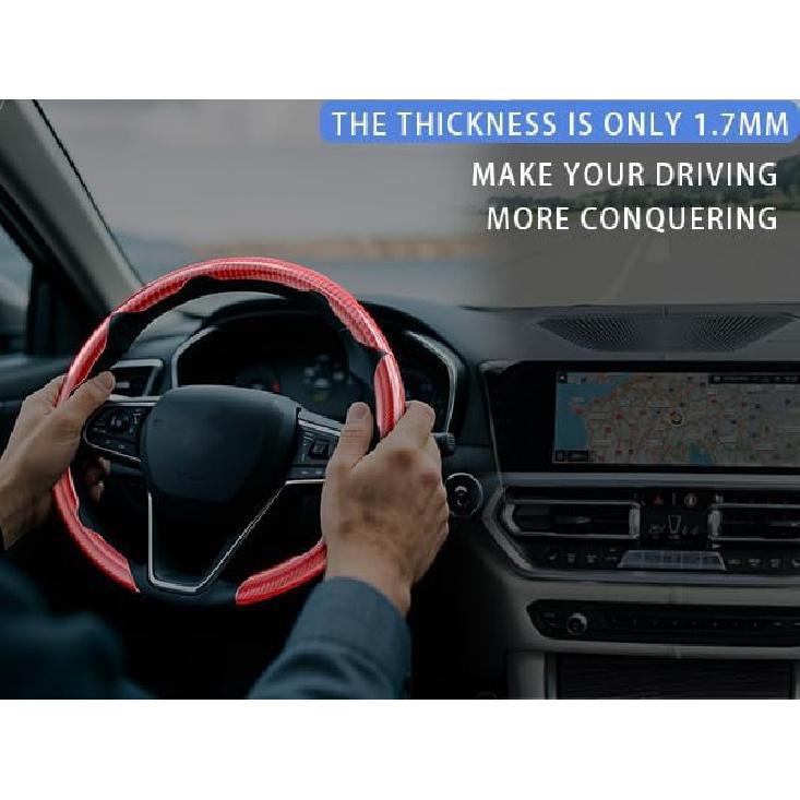 Steering Wheel Covers, 3PCs Carbon Fiber Anti-Skid Clip On Car Steering Wheel Cover Protector Universal For Most Car Wheel (Brown)