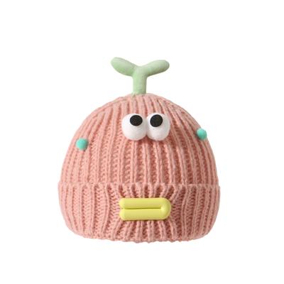 Cartoon Funny Kids Hat Sweet Plush Cap Cute Baby Knitted Hat Winter Warm Outdoor Pullover Hats Fashion Knitted Pullover Cap Hat