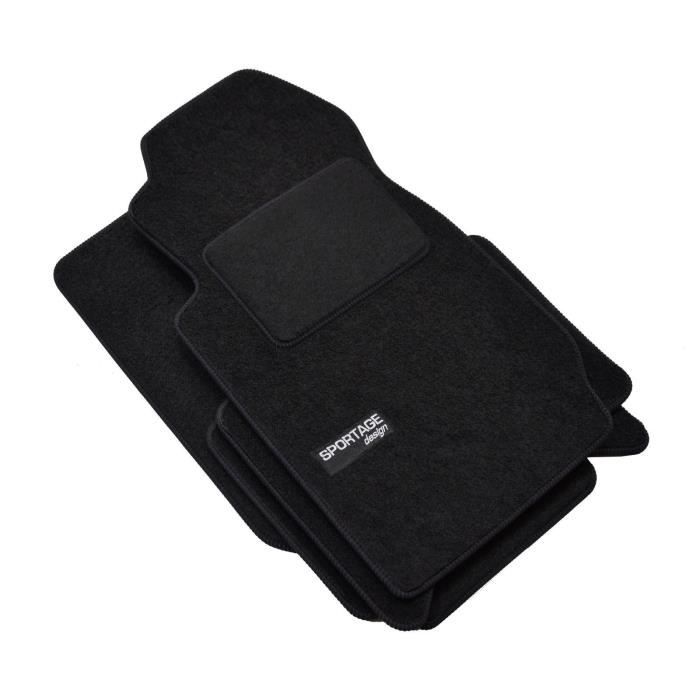 Tapis de sol - Logo - Kia Sportage - Velours noir - Sur mesure - 4 pièces - Antidérapant