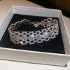 Metal diamond-set round opening bracelet, court style niche temperament bracelet, light luxury and high-end jewelry.