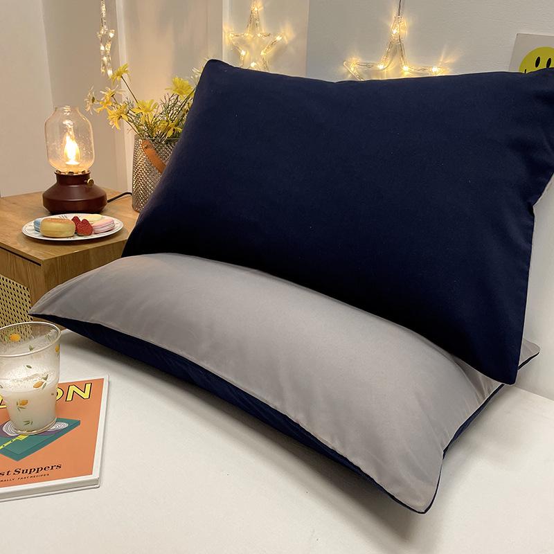 Brushed Solid Color Washed Cotton Pillowcases, Pair, Simple Style, Four Seasons