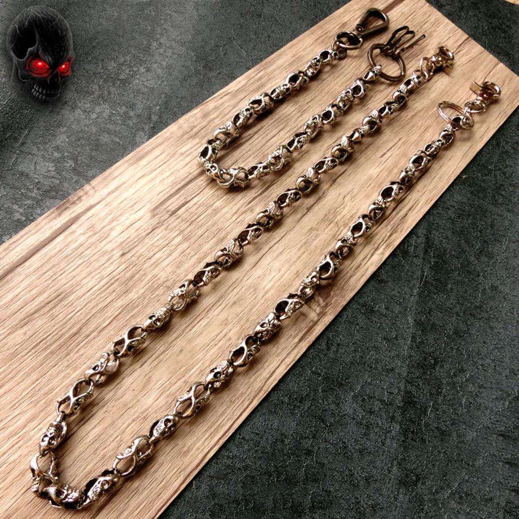 Heavy Strong Biker Wallet Chain Punk Skull-Head Chain Metal Keychain Clasp Chain