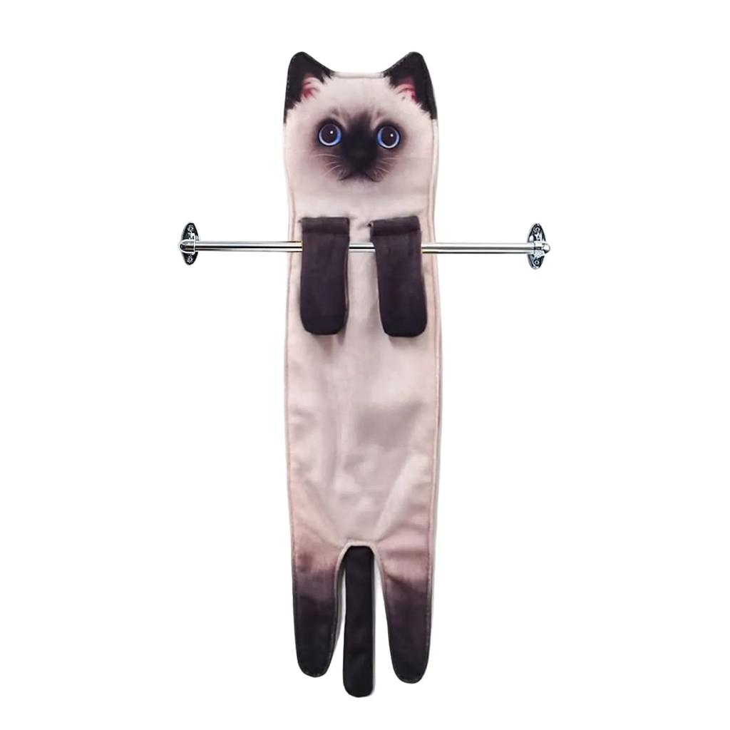 Lustige Katzen Handtücher Küche Badezimmer Handtuch Ball mit Aufhängeschlaufen Schnelltrocknend Weich Saugfähig Mikrofaser Kreative Handtücher