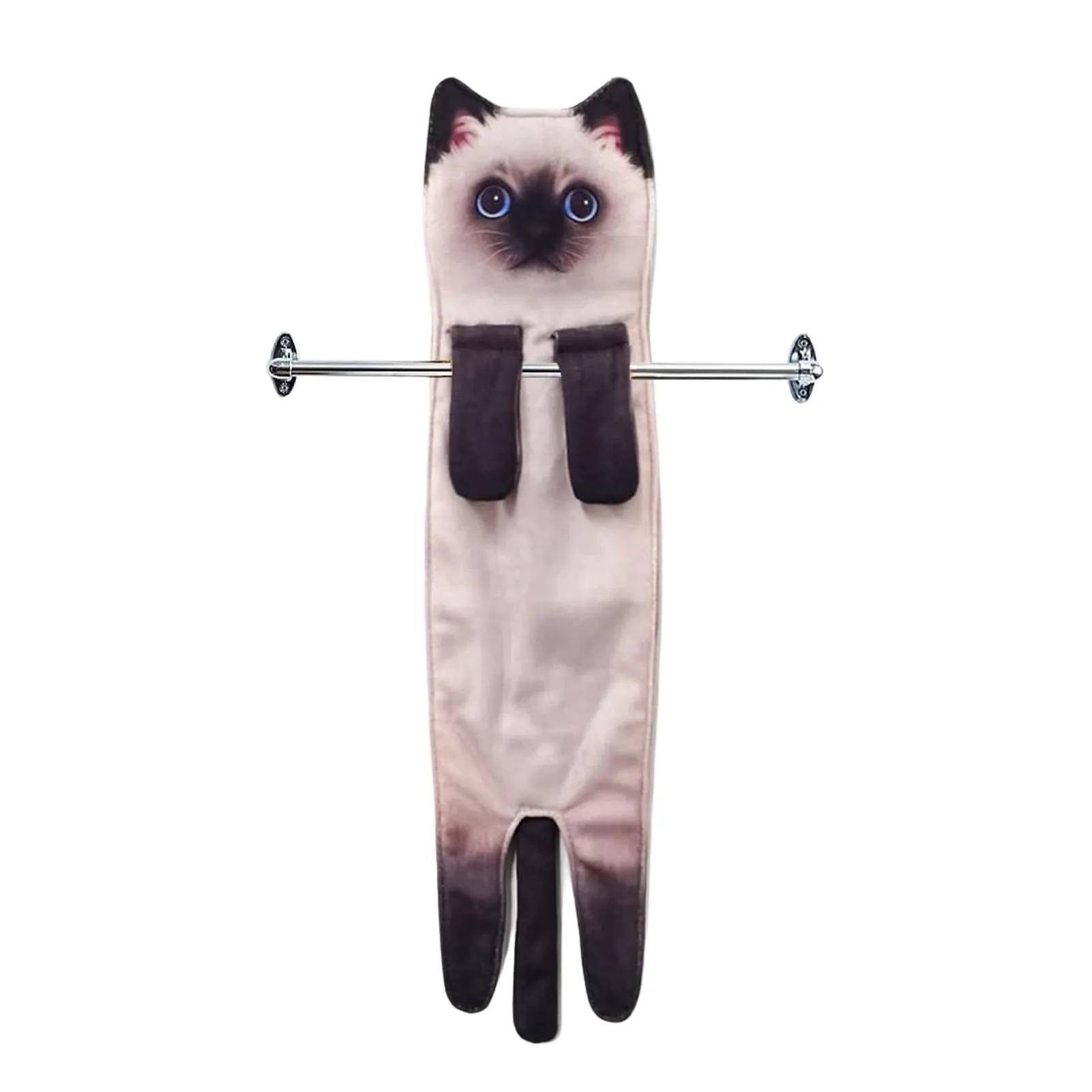 

Кумедні рушники для рук із котами Кухня для рушників для ванної кімнати з висячими петлями Швидковисихаючі м’які вбираючі мікрофібри творчі рушники