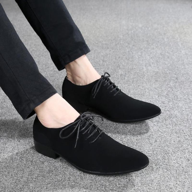 Suede British Style Solid Color Social Shoe Male Black Official Party Legitimate Leather Casual Italian Suit Men's Formal Shoes