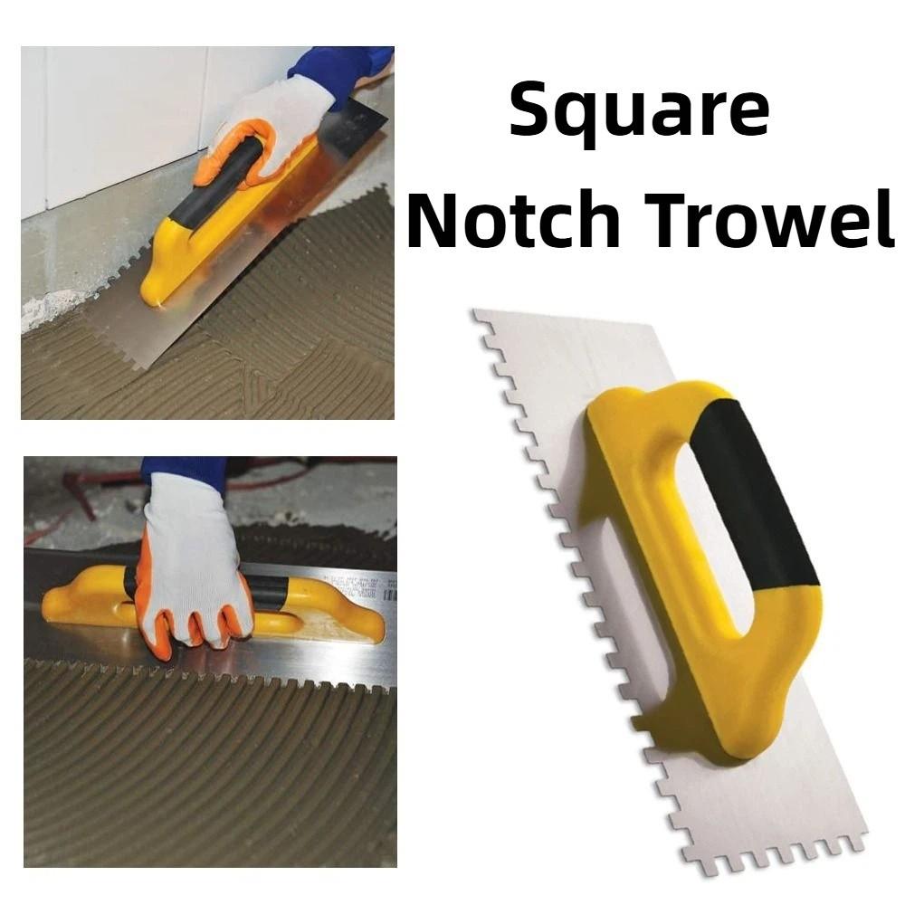 Durable Square Notch Trowel Comfort Grip Handle Masonry Trowel Stainless Steel Trowel  Floor Tiling