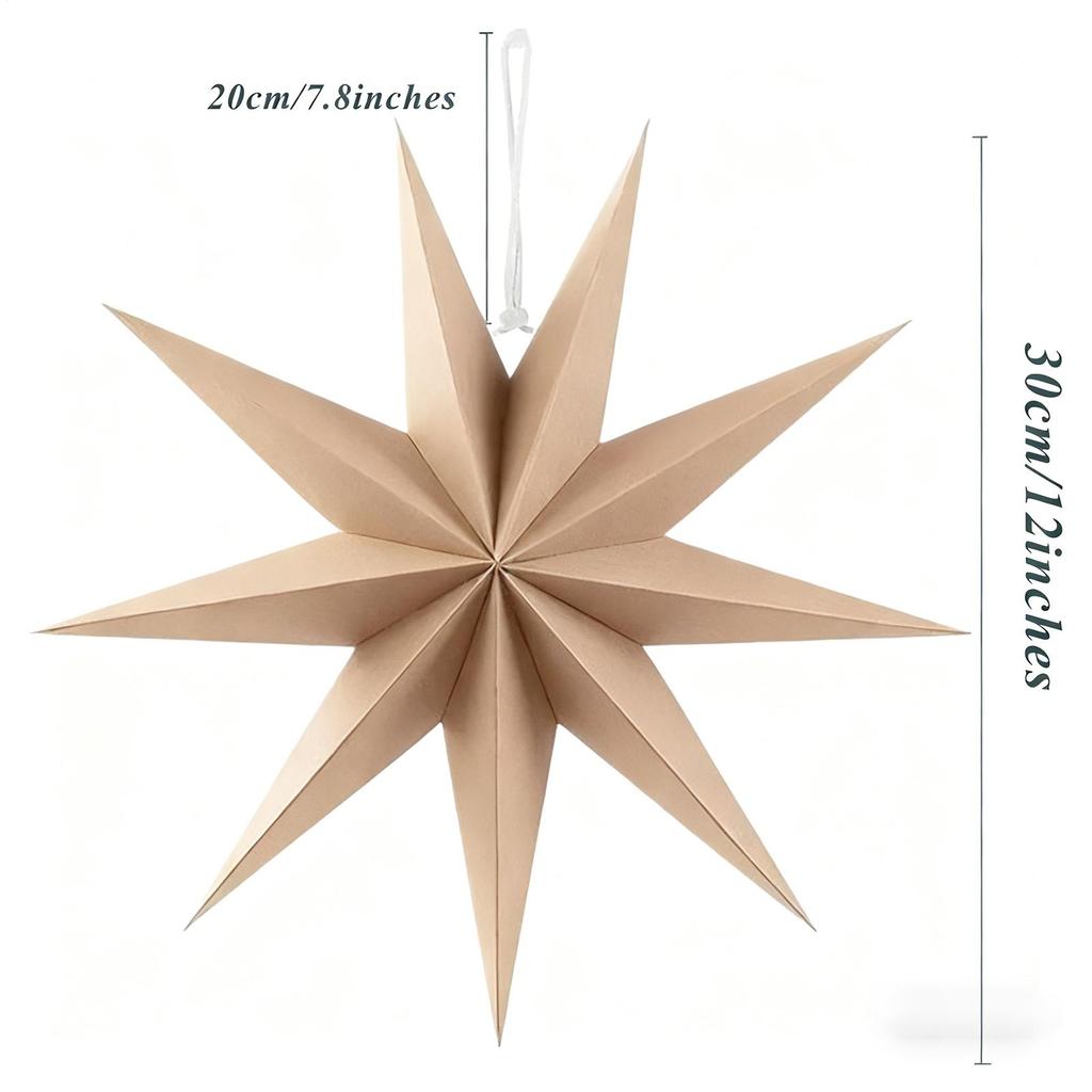 30cm Nine Cornered Paper Star Ornaments 5pcs Christmas Star Wall Pendant Decorations DIY Stars Christmas Party Decoration