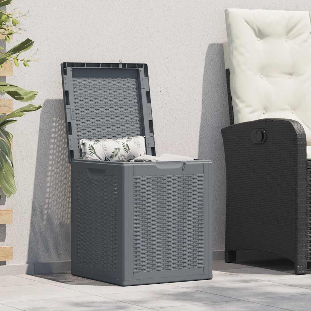Garten Aufbewahrungsbox Grau PP Rattan-Stil 90 L