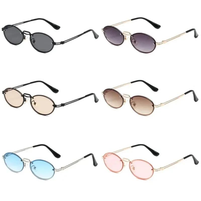 New Retro Oval Frame Outdoor Sunglasses Women men Black Metal Shades Decoration Driving Sun Glasses UV Protective Travel Eyewear