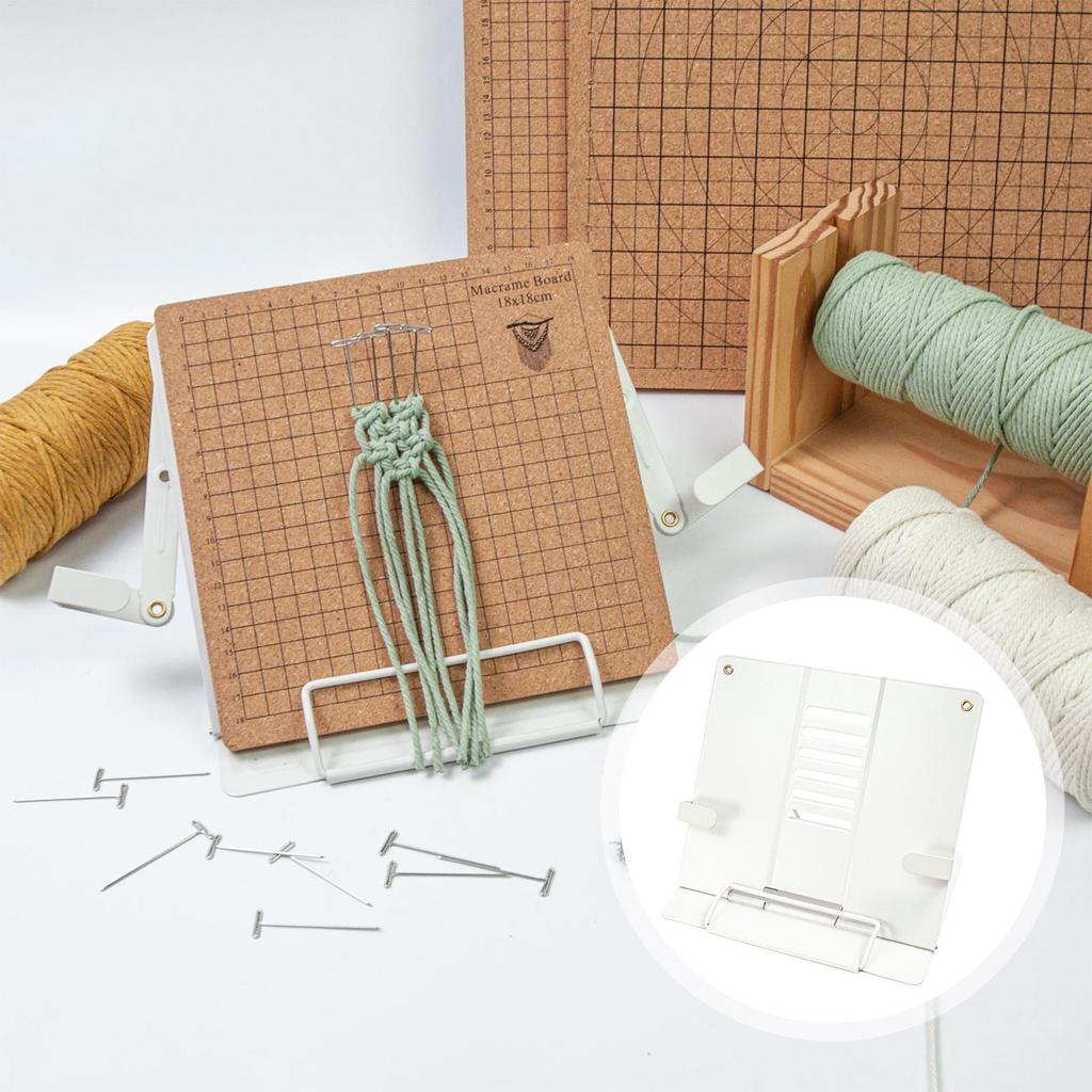 Adjustable Macrame Board Stand Macrame Cork grid Board Foldable Beginner-Friendly DIY Projects Desk Support for Braiding Cording