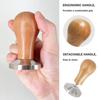 NEOUZA Espresso Coffee Tamper 58mm Flat Base Chrome Plated 304 Stainless Steel Wooden Handle Barista Bean Powder Press Fits E61 Group Machines