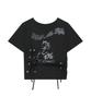 Aejeuyua Horse Eyelet Oversized T-Shirt Black