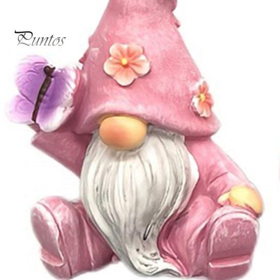 Dekorative Figuren für Balkon Veranda Halloween Wichtel Harzstatue, Frühling Schmetterling Vogel Blumen Gartenstatuen Außen Deko Figur Terrasse,