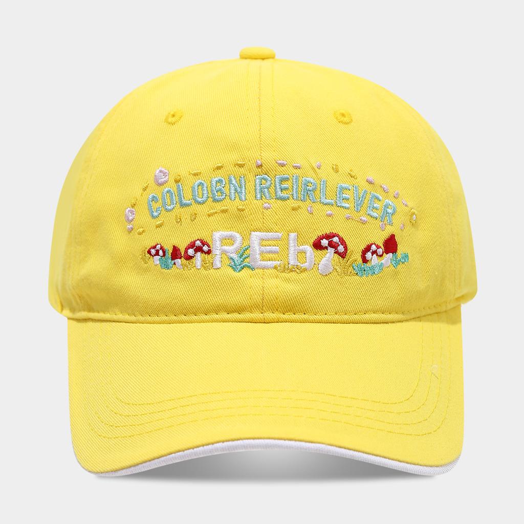 Sweet little fresh mushroom letter embroidered baseball cap women's summer versatile sun hat showing face small cap