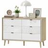 Storage Cabinet, Chest of Drawers with 6 Drawers and 5 Legs for Bedroom, High Gloss White