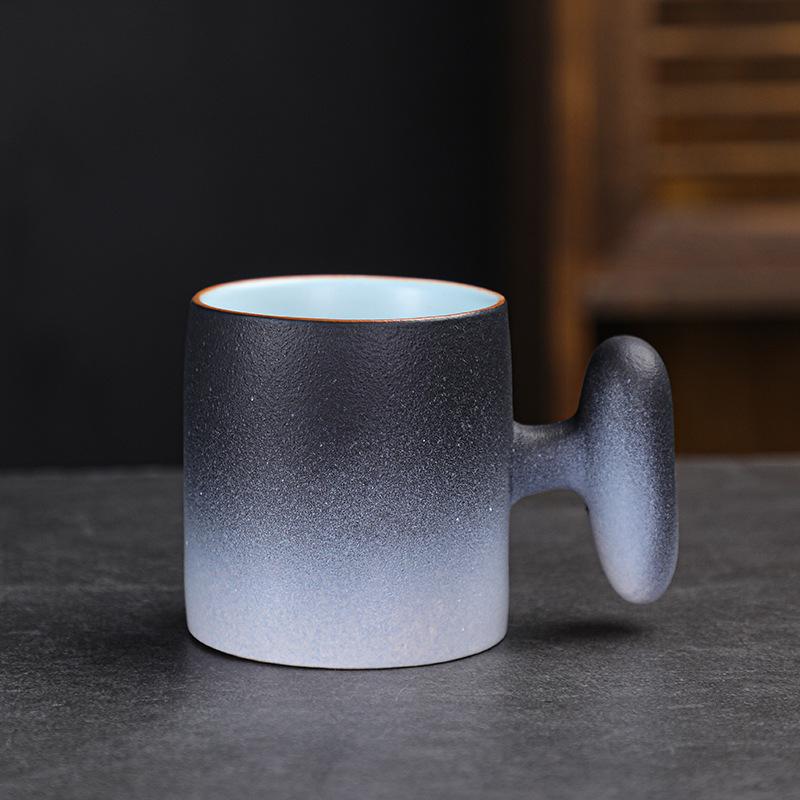 Ceramic Tea Cup Creative Wood Handle Retro Kung Fu Tea Set Single Cup Espresso Mug