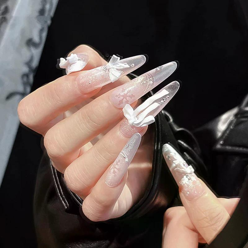 1Pcs Silicone Bow Ribbon 3D Nail Art Mold Nail Decorations Nail Stamp High Transparent Nail Charm DIY Manicure Mold