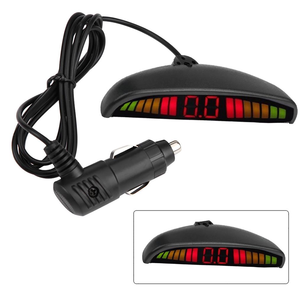 Car English Voice Broa ast Reverse Backup Parking Detector System with 4 Radar Sensor Black