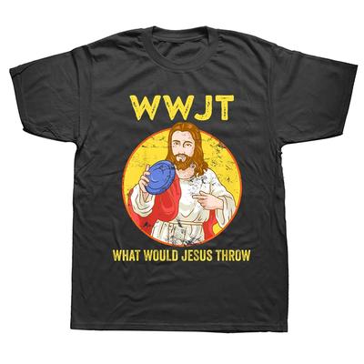 Disc Golf Que Lancerait Jésus WWJT Hommes Femmes Chrétiens T-shirts Vintage Été Streetwear Cadeaux d'Anniversaire Golfing Tshirt