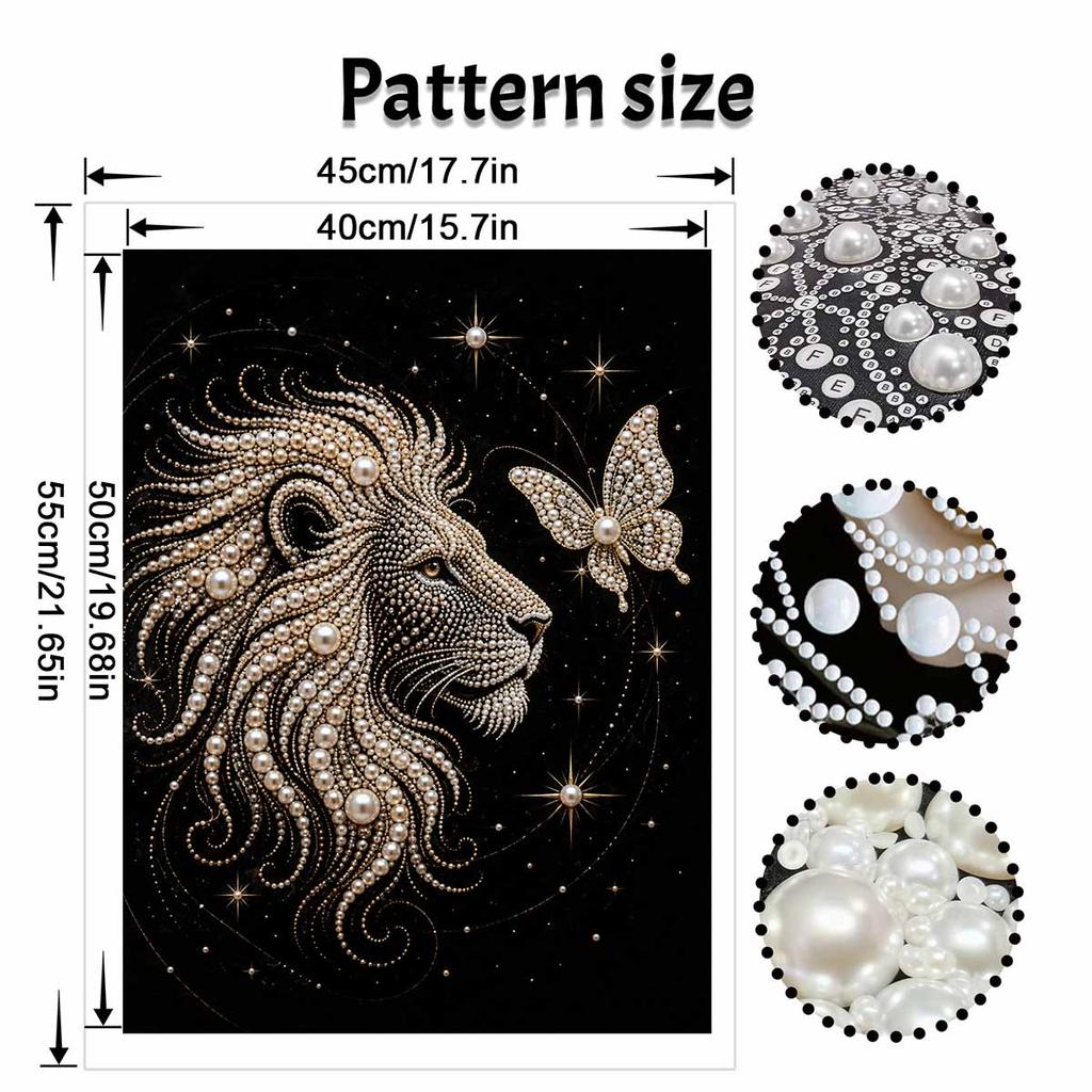 Pearl Art Painting Kit for Adults and Beginners, Majestic Lion Sparkling Painting Craft Home Wall Decor Handmade Gift
