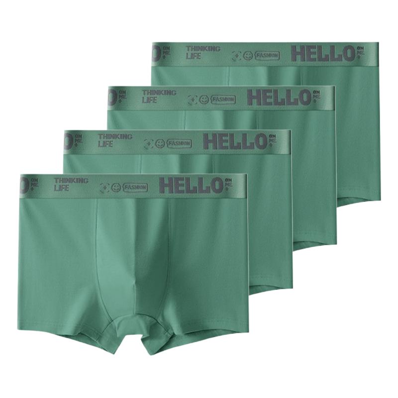 4Pcs Men's Underwear Comfortable Boxer Briefs Teenager Undershorts Breathable Antibacterial Shorts