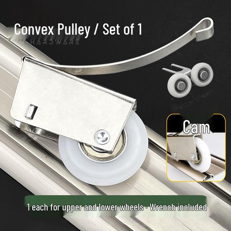 Sliding Door Pulley for Wardrobe/Bathroom/Balcony - Glass Door Bottom Wheel with Concave & Convex Floor Compatibility