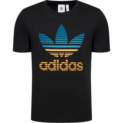 Originals Trefoil SS22 Farbiges Logo Print Rundhals T-Shirt Herren Tops Schwarz GP0166