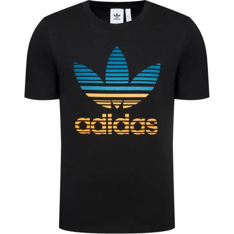 Adidas Originals Trefoil SS22 Color Logo Print Crew Neck T-Shirt Men Tops Black GP0166