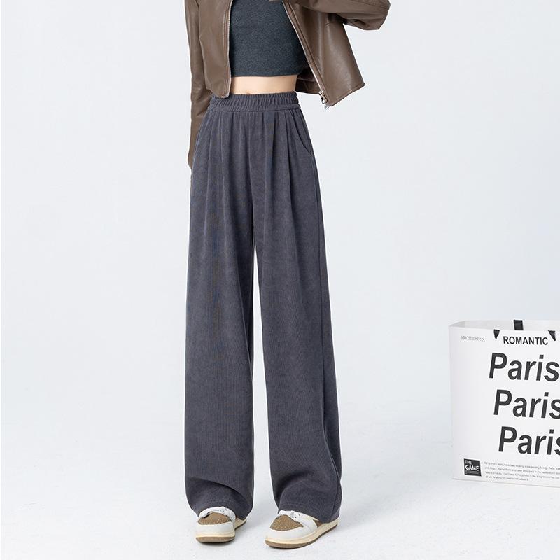 Fleece Wide-leg Pants Autumn and Winter Thickened Straight-leg Pants High-waisted Maillard Women's Casual Sweatpants