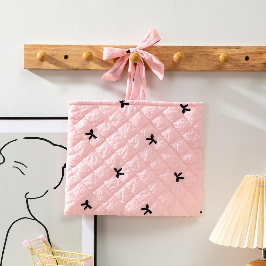 Sweet Style Large Capacity Makeup Organizer With Embroidered Bow For Women