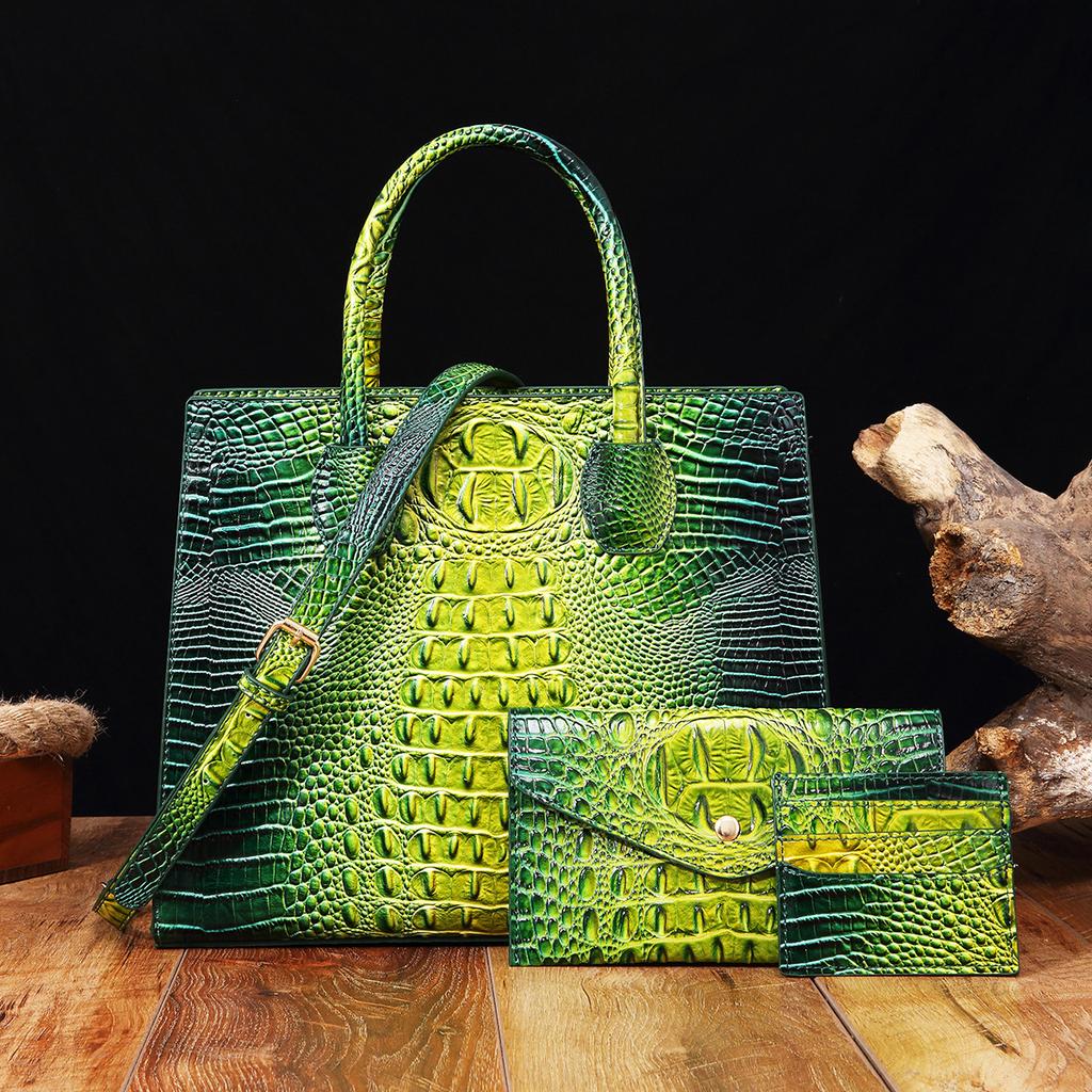 Retro Portable Messenger Women's Bag, Child and Mother Bag, Colorful Crocodile Pattern Bag
