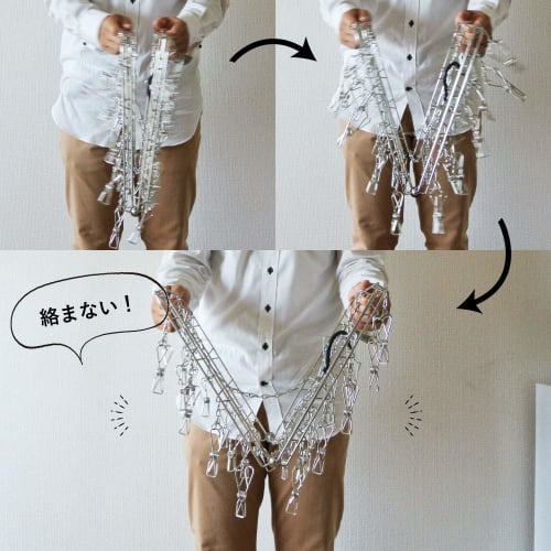 Oki Seisakusho Laundry Hanger, 28 Pinch, Foldable, Tangle-Resistant, Stainless Steel, DL 00381-4