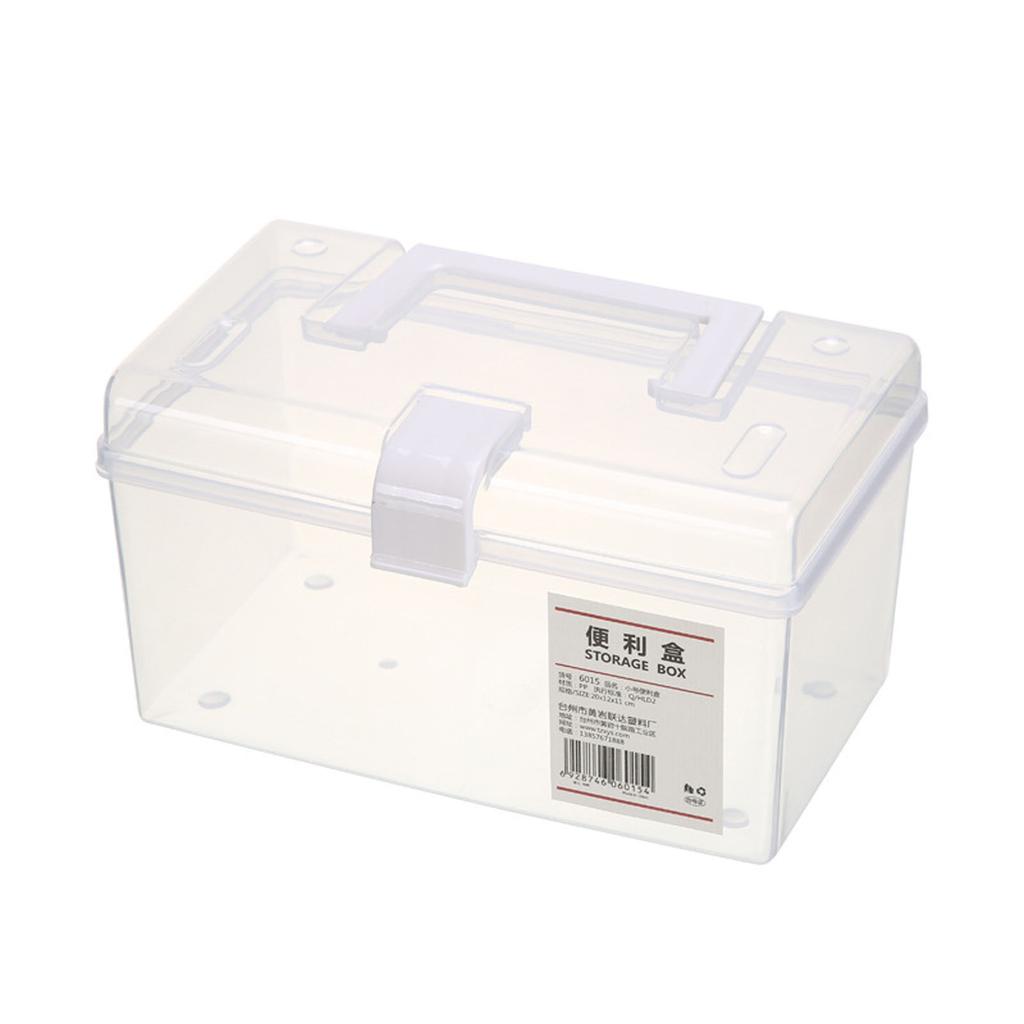 Scatola Portatile Trasparente con Manico Contenitore Multifunzione Forniture per Batteria Forbici Unghie Strumento di Bellezza Organizza